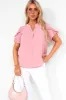 Sandra Dusty Pink Frill Sleeve Top sold by Va Va Voom