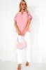 Sandra Dusty Pink Frill Sleeve Top sold by Va Va Voom