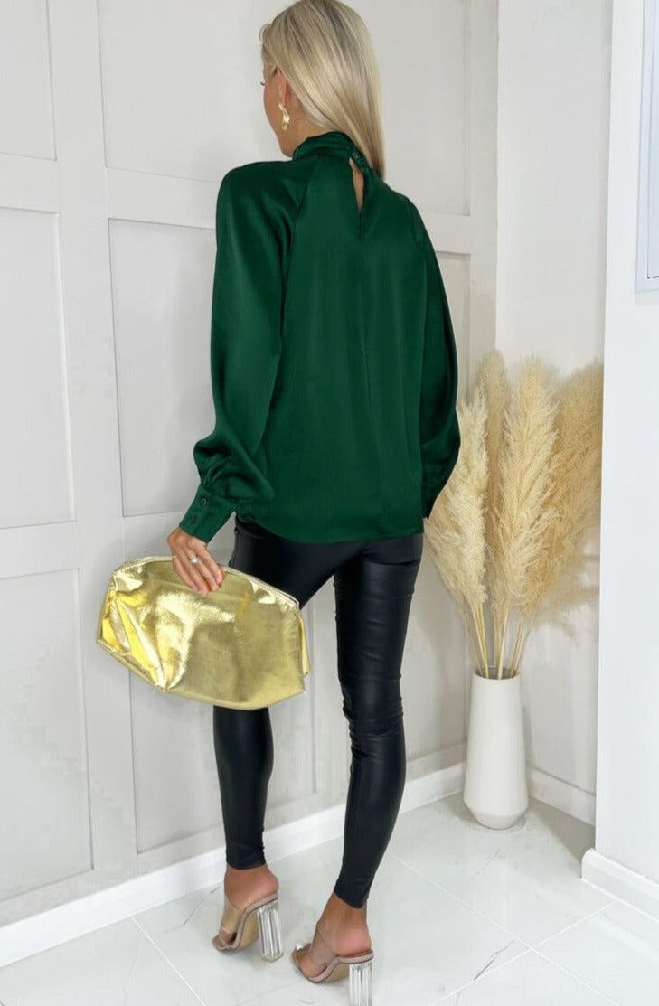 AX Paris Carla Teal Satin Top sold by Va Va Voom product image thumbnail 3