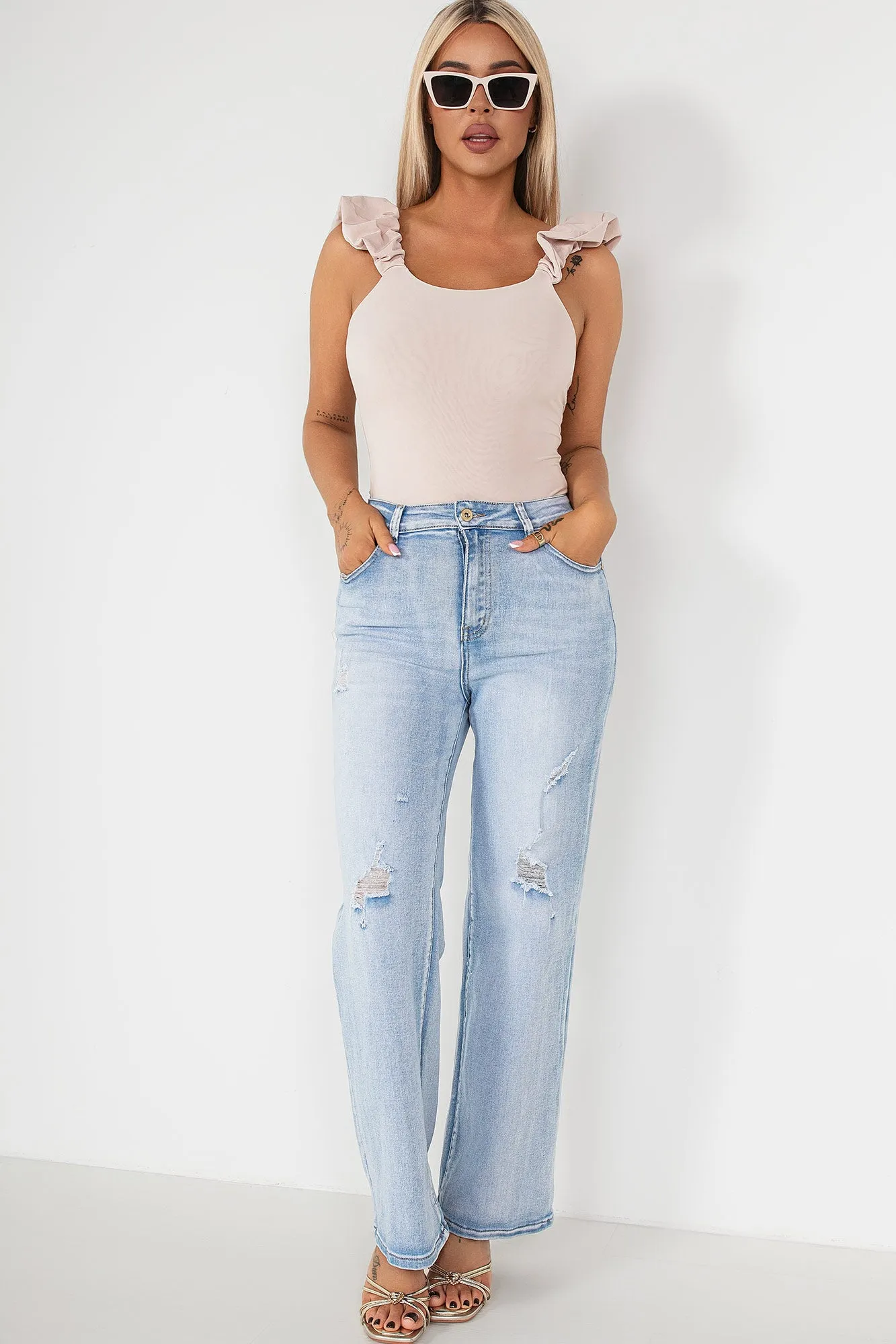 Milly Stone Ruffle Strap Bodysuit sold by Va Va Voom product image thumbnail 3