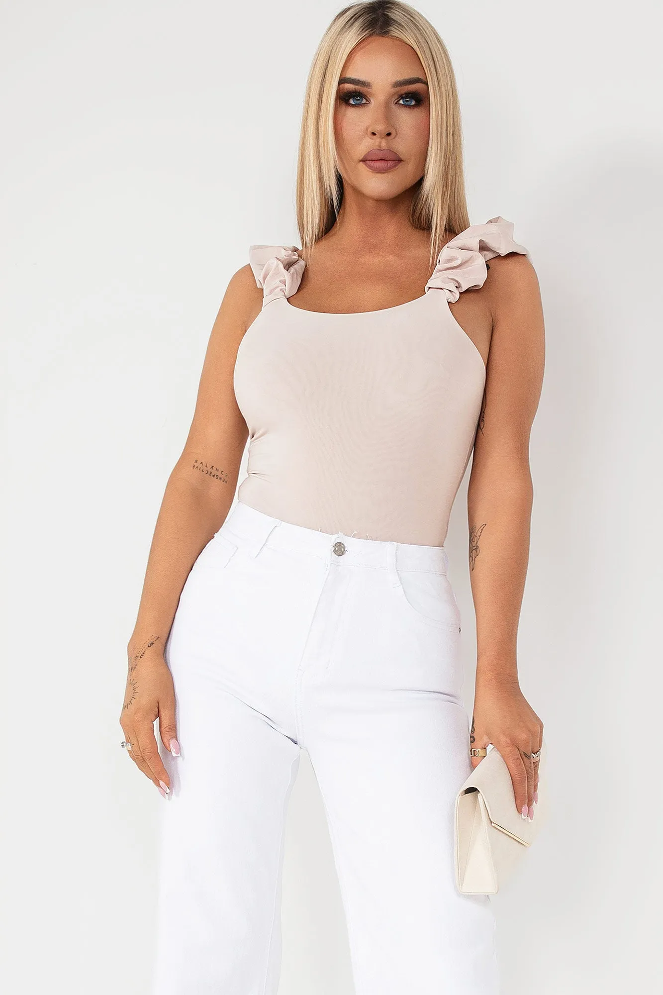 Milly Stone Ruffle Strap Bodysuit sold by Va Va Voom product image thumbnail 4
