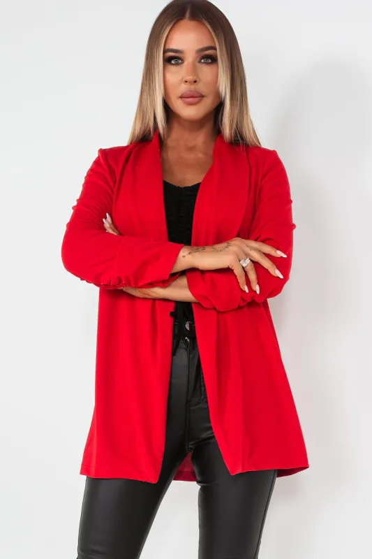Layla Red Ruched Sleeve Blazer sold by Va Va Voom