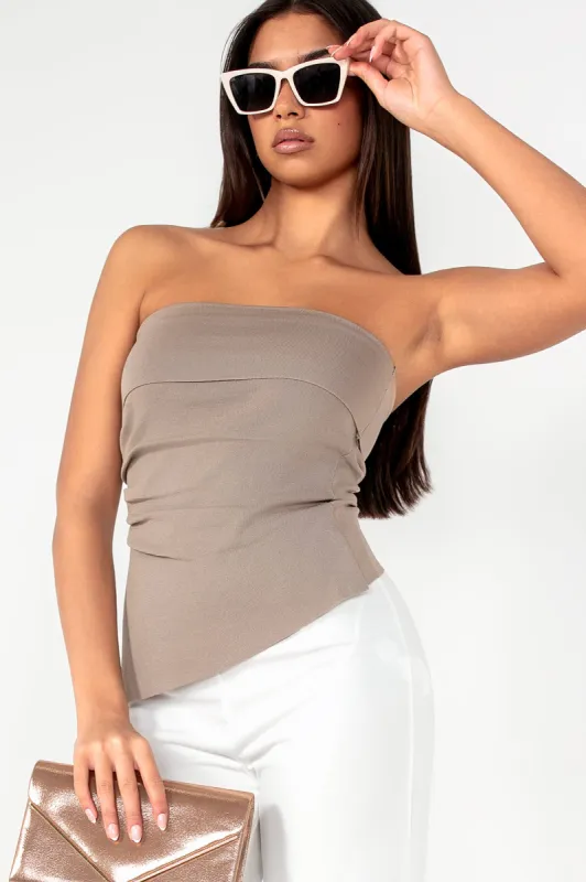 Porcha Taupe Knit Bandeau Top sold by Va Va Voom