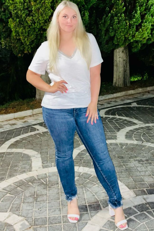 Freddie Curve Dark Blue High Waist Skinny Jeans sold by Va Va Voom product image thumbnail 3