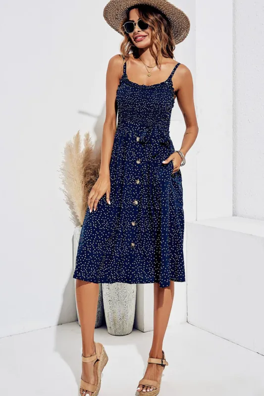 Vianna Navy Printed Midi Dress sold by Va Va Voom