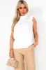 Kenny White Frill High Neck Top sold by Va Va Voom