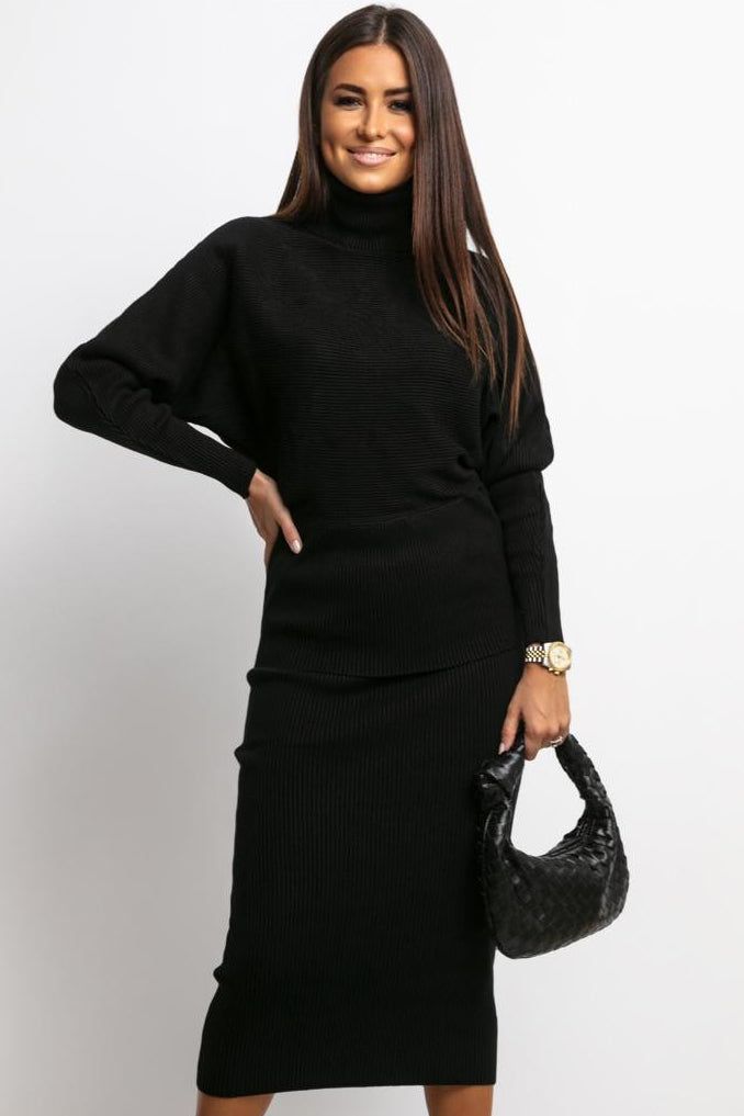 Anita Black Knit Skirt Co Ord sold by Va Va Voom