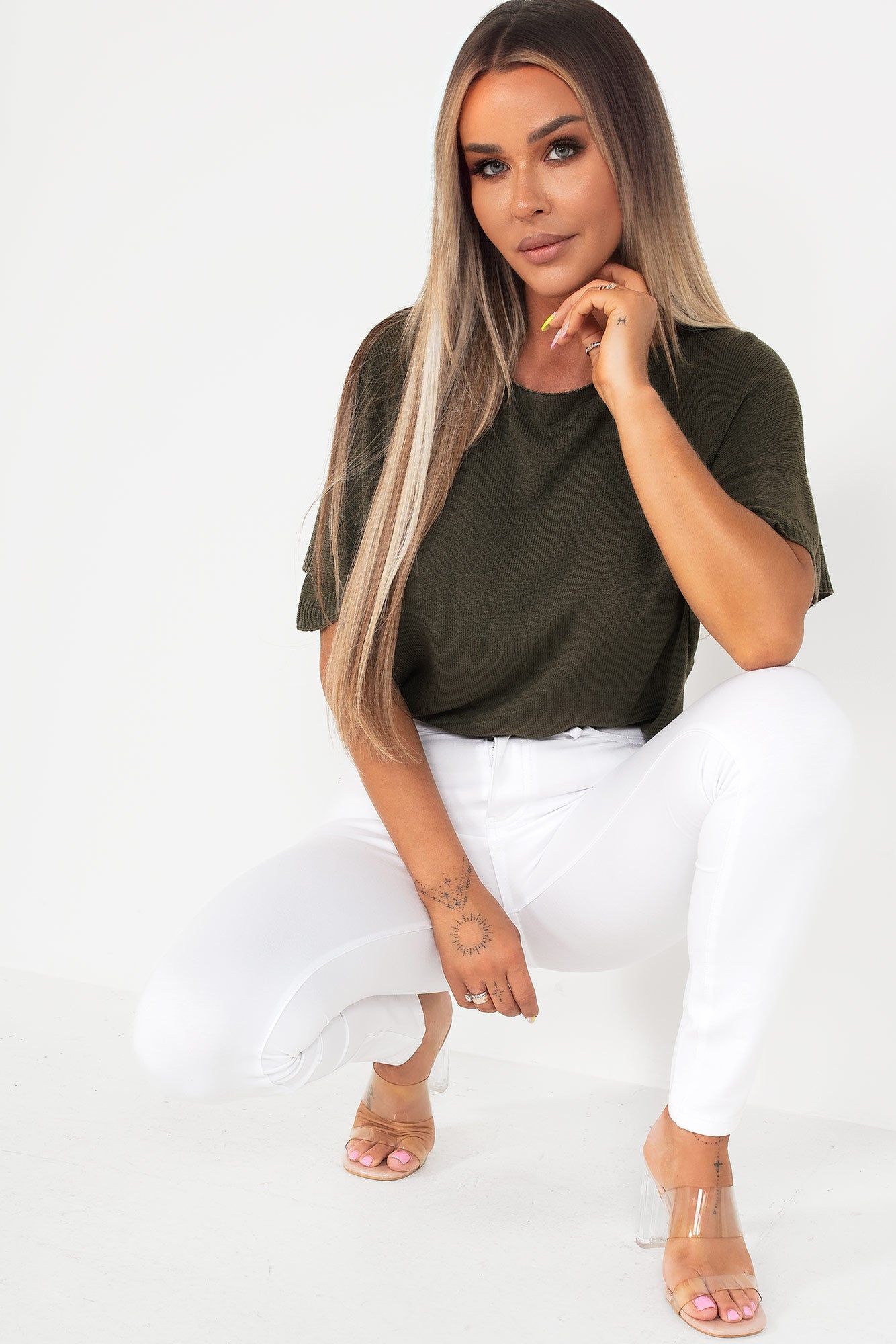 Brynlee Khaki Fine Knit Top sold by Va Va Voom product image thumbnail 3