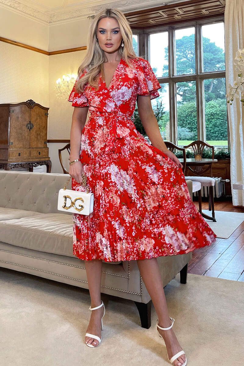 AX Paris Tatiana Red Floral Printed Midi Dress sold by Va Va Voom product image thumbnail 2