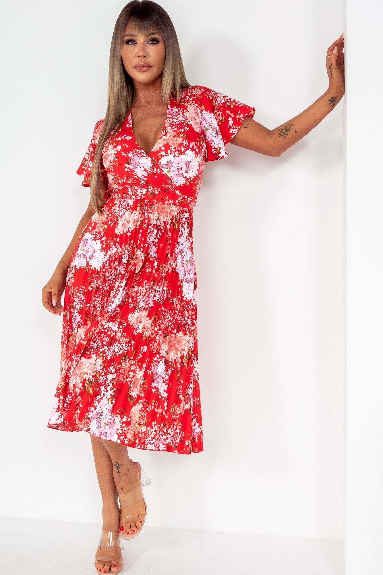 AX Paris Tatiana Red Floral Printed Midi Dress sold by Va Va Voom product image thumbnail 5
