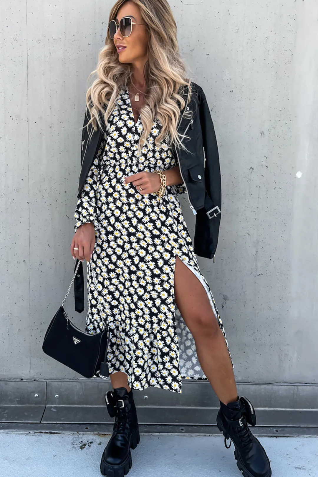 Tonya Black Daisy Print Midi Dress sold by Va Va Voom product image thumbnail 4