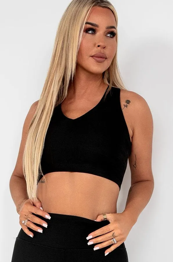 Arabella Black Ribbed Crop Top sold by Va Va Voom