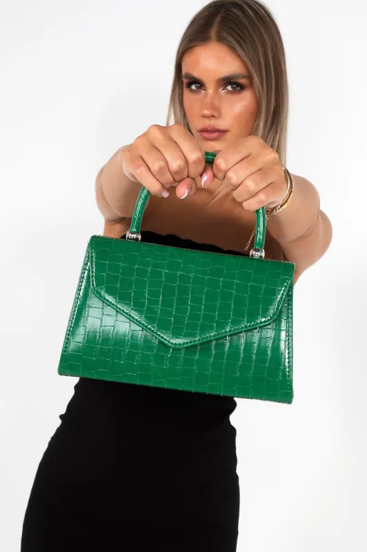 Veronica Green Croc Print Grab Bag sold by Va Va Voom