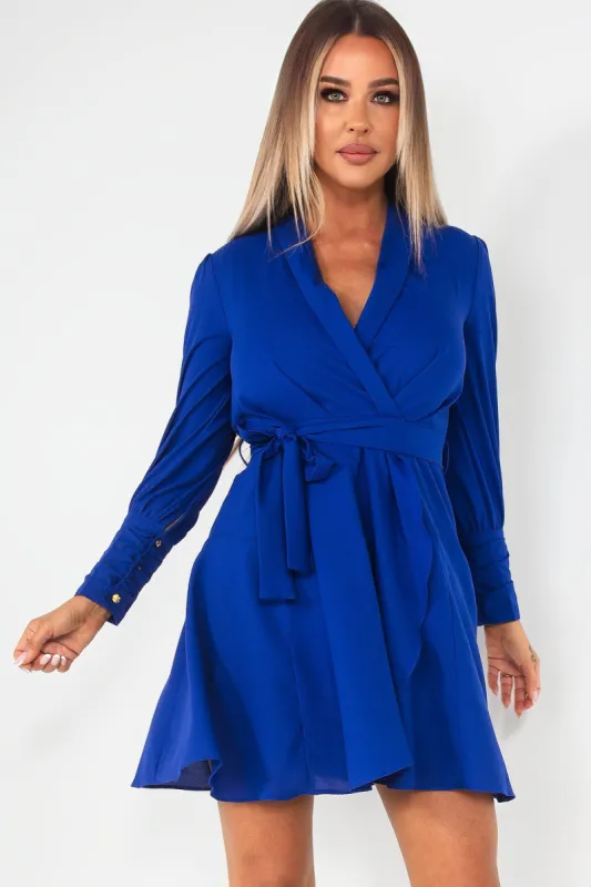 Girl In Mind Sara Blue Belted Dress sold by Va Va Voom