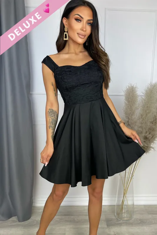 Gretal Black Crochet Detail Dress sold by Va Va Voom