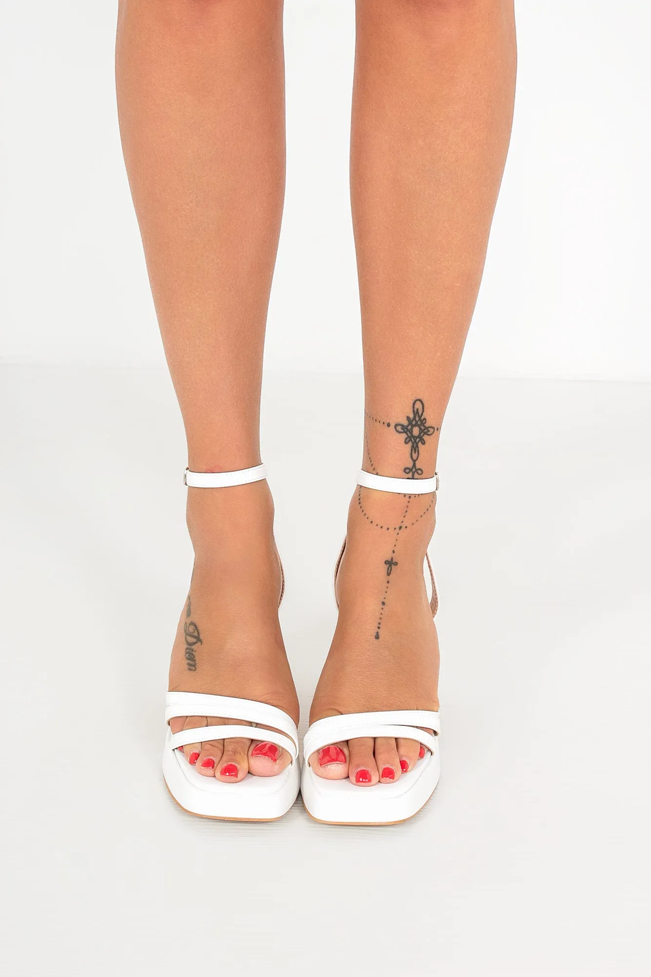 Darcy White Strappy Platform Heels sold by Va Va Voom product image thumbnail 4