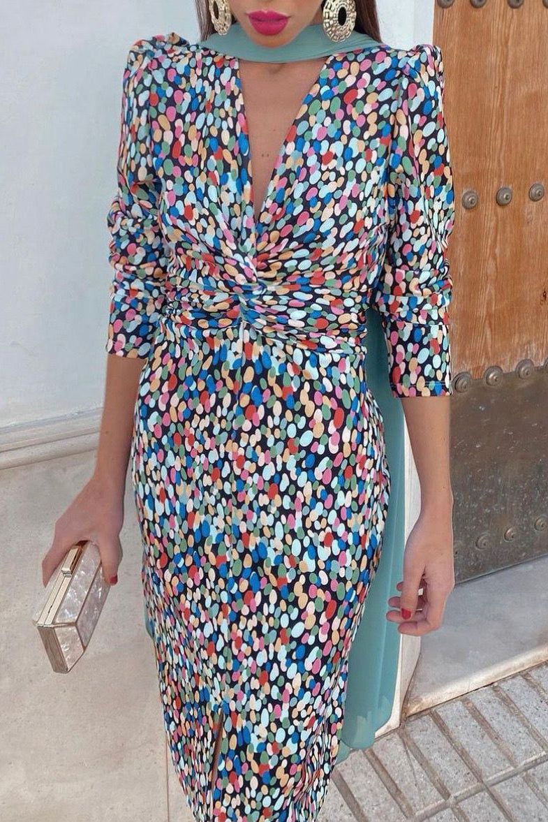 Jolene Black Spotted Midi Dress sold by Va Va Voom