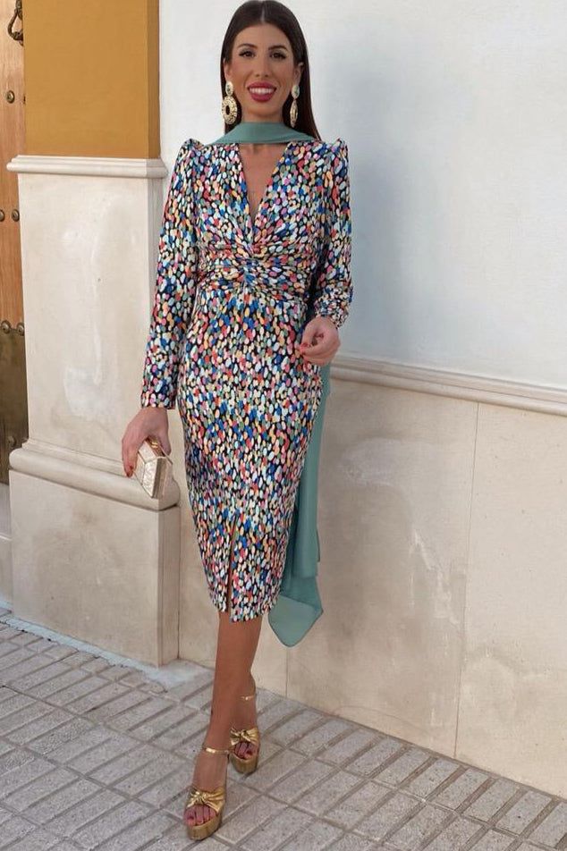 Jolene Black Spotted Midi Dress sold by Va Va Voom product image thumbnail 3