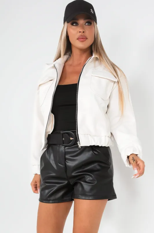 Roxy Cream Bomber Jacket sold by Va Va Voom