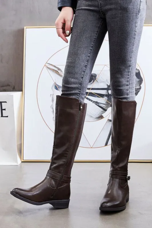 Caprice Chocolate Faux Leather Knee High Boots sold by Va Va Voom
