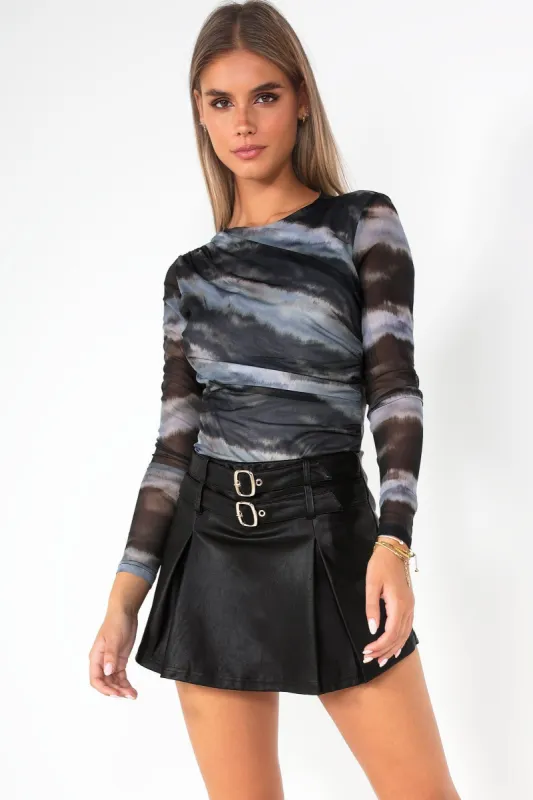 Rianne Black Print Bodysuit sold by Va Va Voom