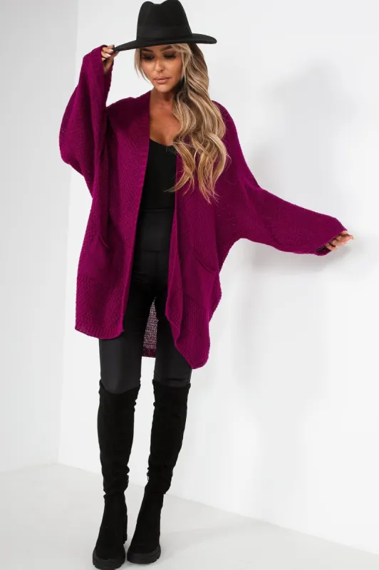 Karina Purple Knit Cardigan sold by Va Va Voom