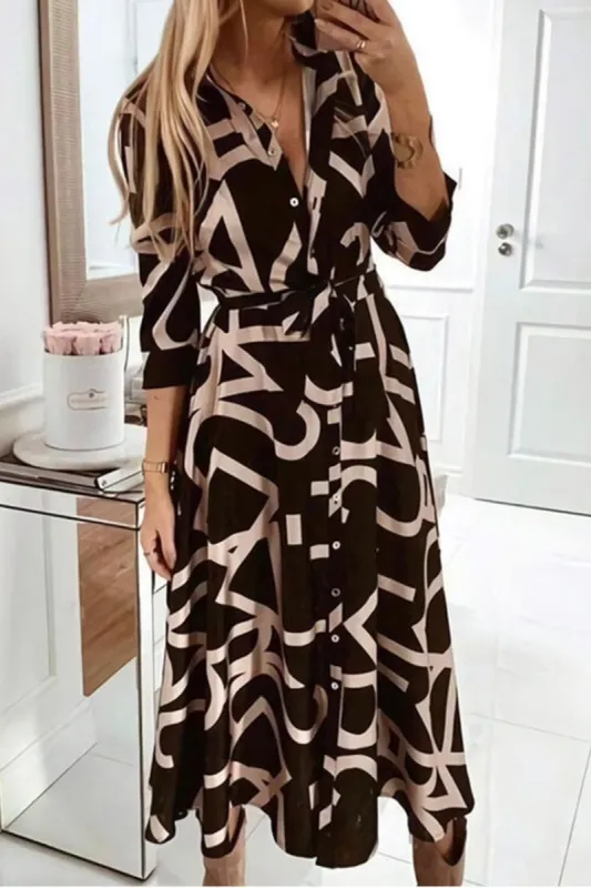 Mary Black Letter Print Shirt Dress sold by Va Va Voom