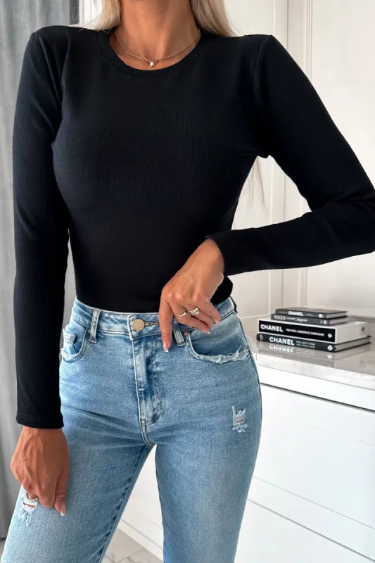Orianna Black Long Sleeve Top sold by Va Va Voom