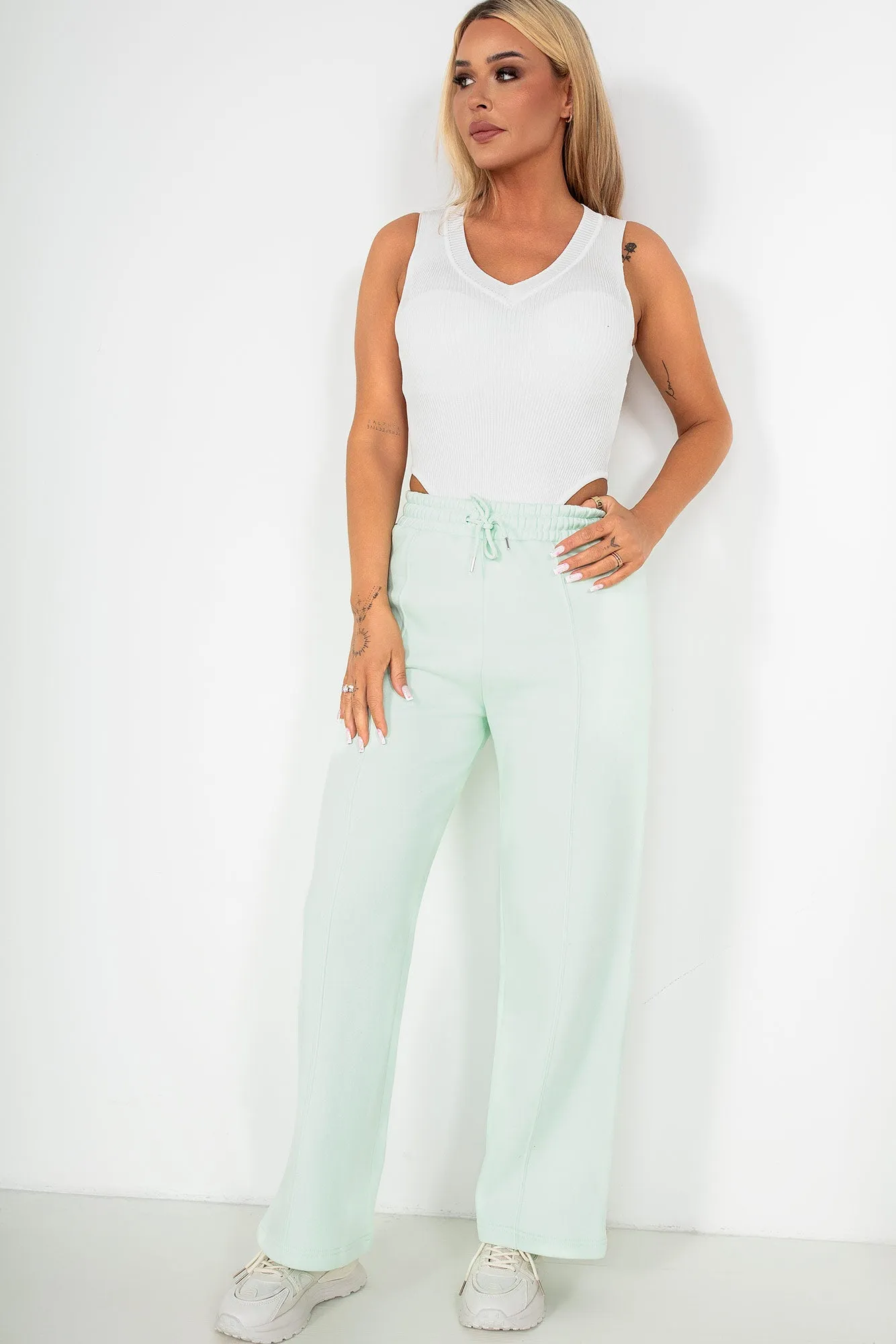 Jaelyn White Knit Sleeveless Bodysuit sold by Va Va Voom product image thumbnail 4