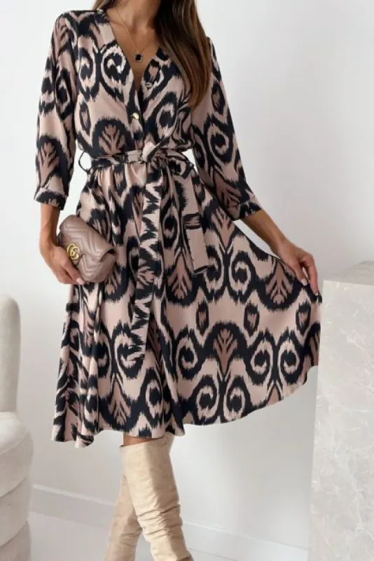Dorit Nude Print Midi Dress sold by Va Va Voom