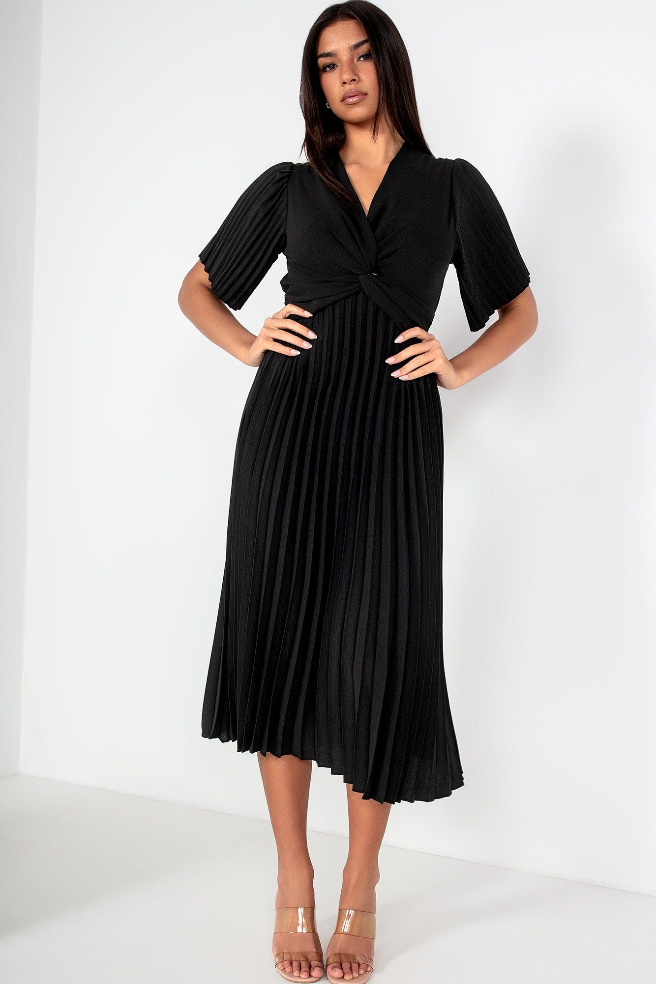 Vayda Black Pleated Midi Dress sold by Va Va Voom product image thumbnail 3