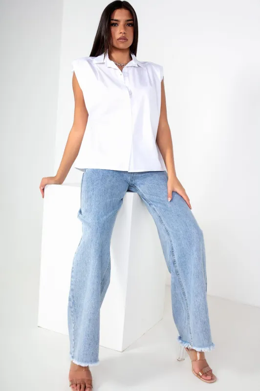 Bailey White Sleeveless Shirt sold by Va Va Voom