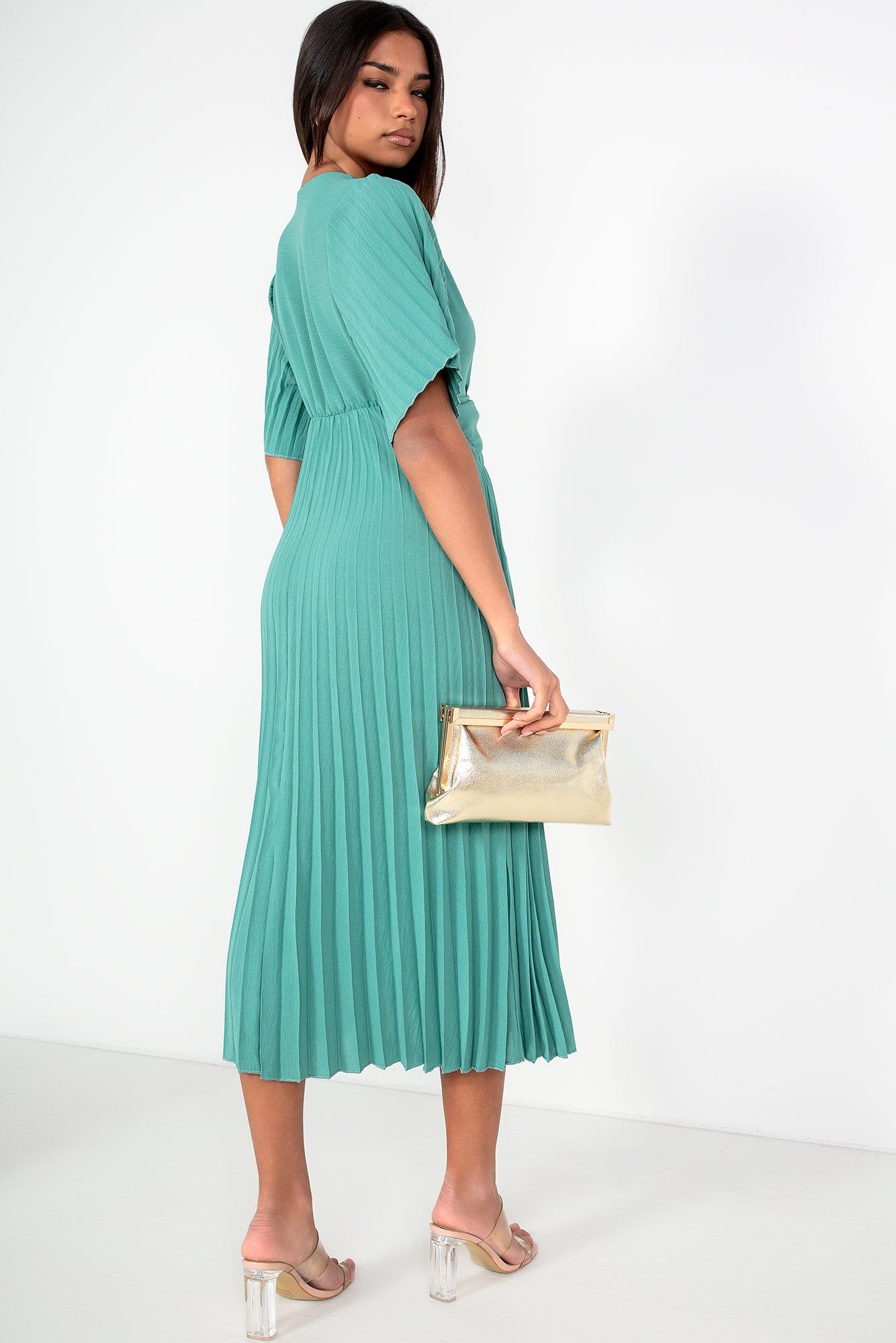 Vayda Duck Egg Pleated Midi Dress sold by Va Va Voom product image thumbnail 2