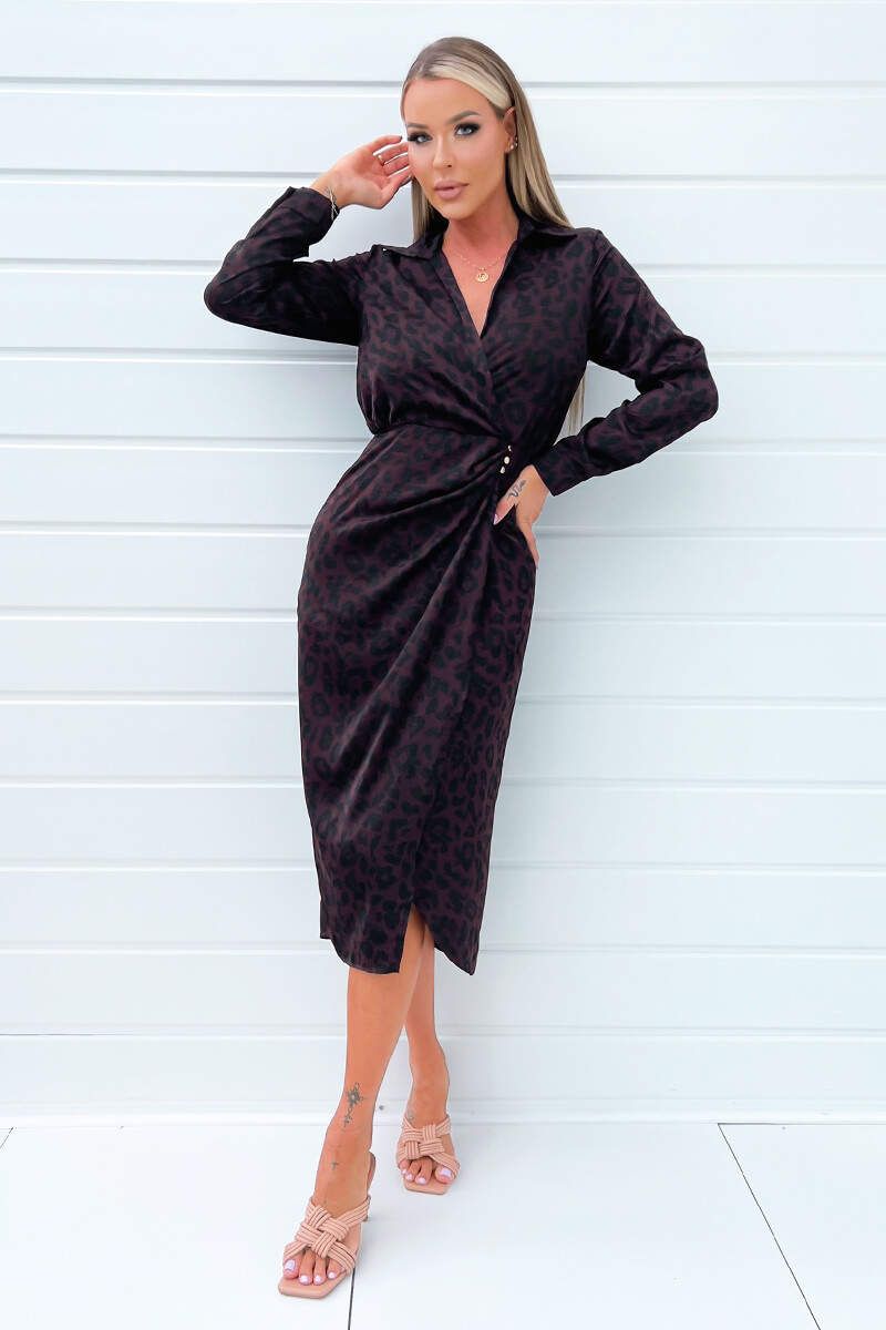AX Paris Angelina Plum Animal Print Dress sold by Va Va Voom product image thumbnail 4