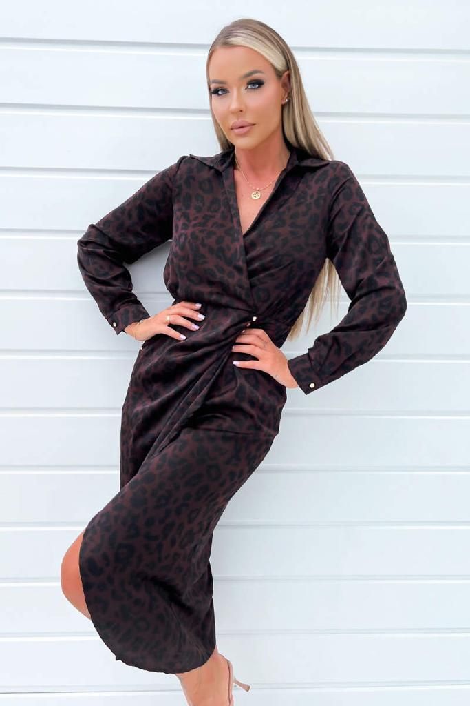 AX Paris Angelina Plum Animal Print Dress sold by Va Va Voom product image thumbnail 3