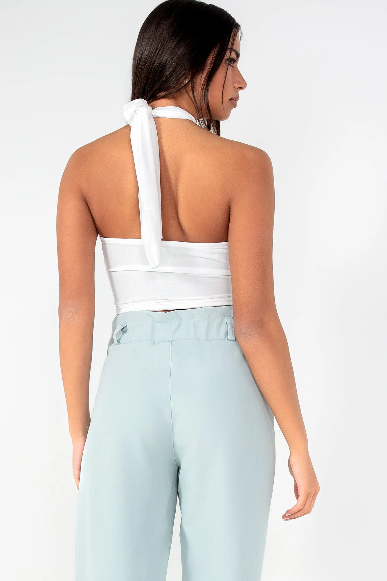 Gianna White Mesh Halter Neck Top sold by Va Va Voom product image thumbnail 2