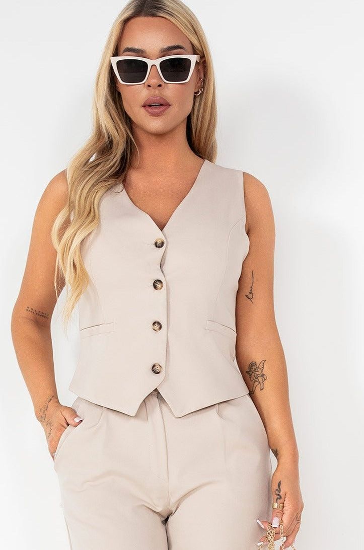 Rory Stone Tailored Waistcoat sold by Va Va Voom