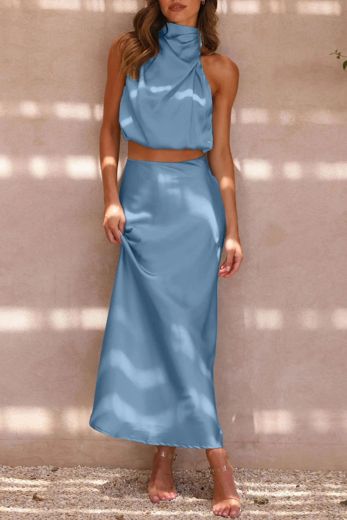 Jasmine Blue Satin Top sold by Va Va Voom product image thumbnail 2