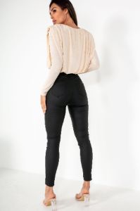 Shannon Cream Padded Shoulder Top sold by Va Va Voom