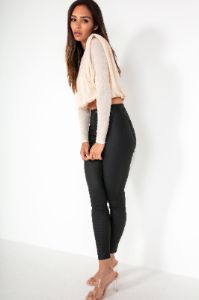 Shannon Cream Padded Shoulder Top sold by Va Va Voom
