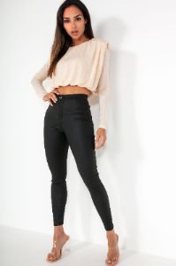 Shannon Cream Padded Shoulder Top sold by Va Va Voom