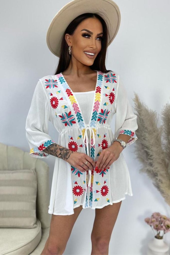Delila White Embroidered Kaftan sold by Va Va Voom product image thumbnail 4