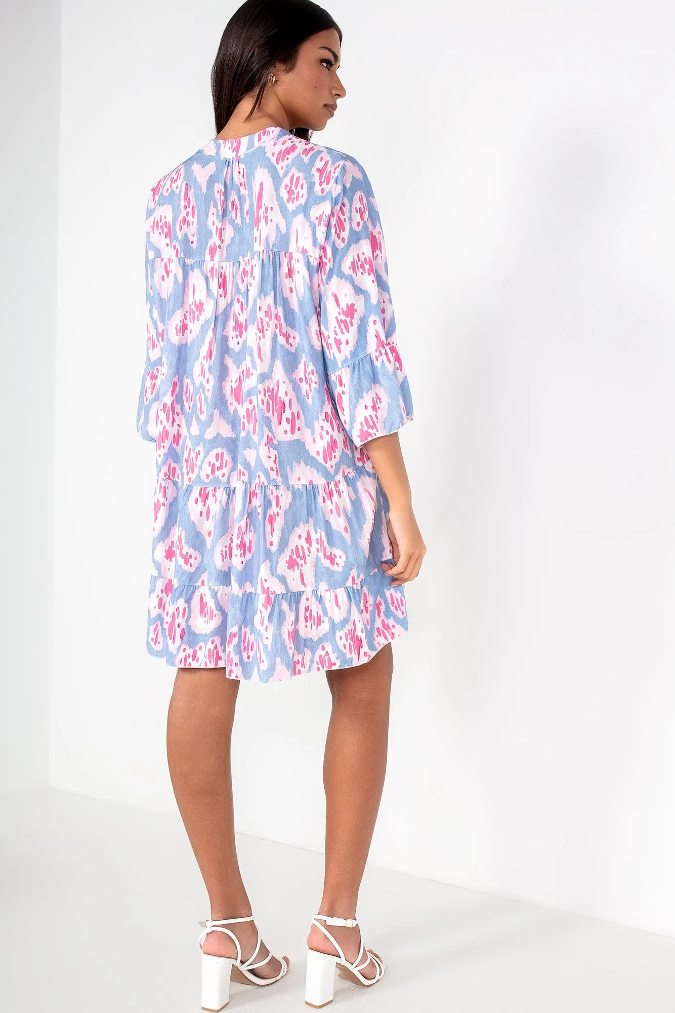 Tatiana Blue Print Smock Dress sold by Va Va Voom product image thumbnail 3