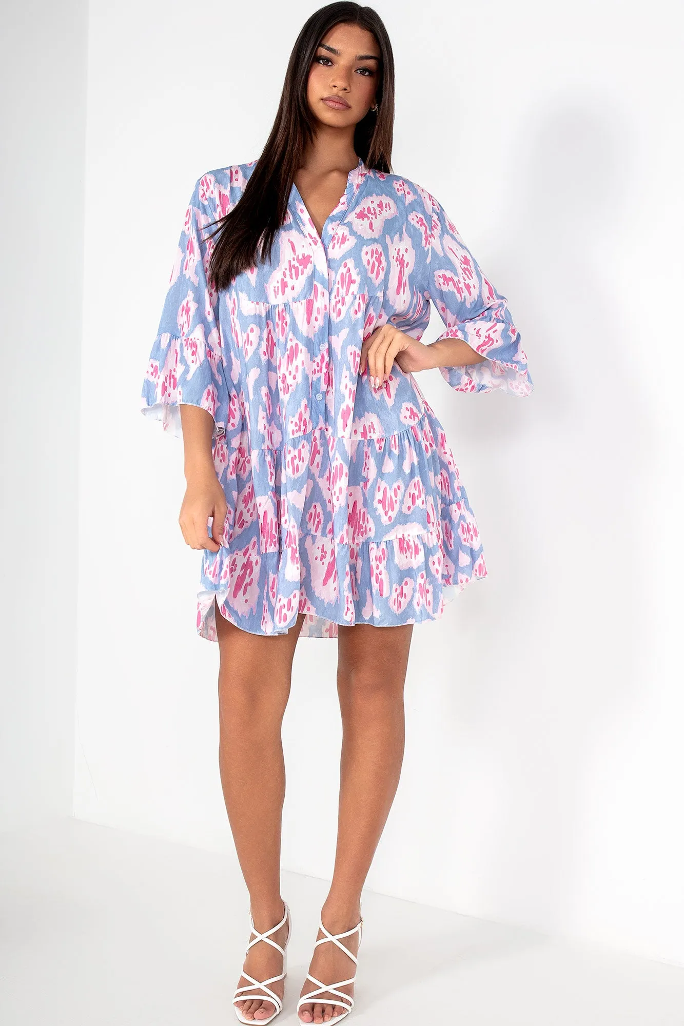 Tatiana Blue Print Smock Dress sold by Va Va Voom product image thumbnail 4