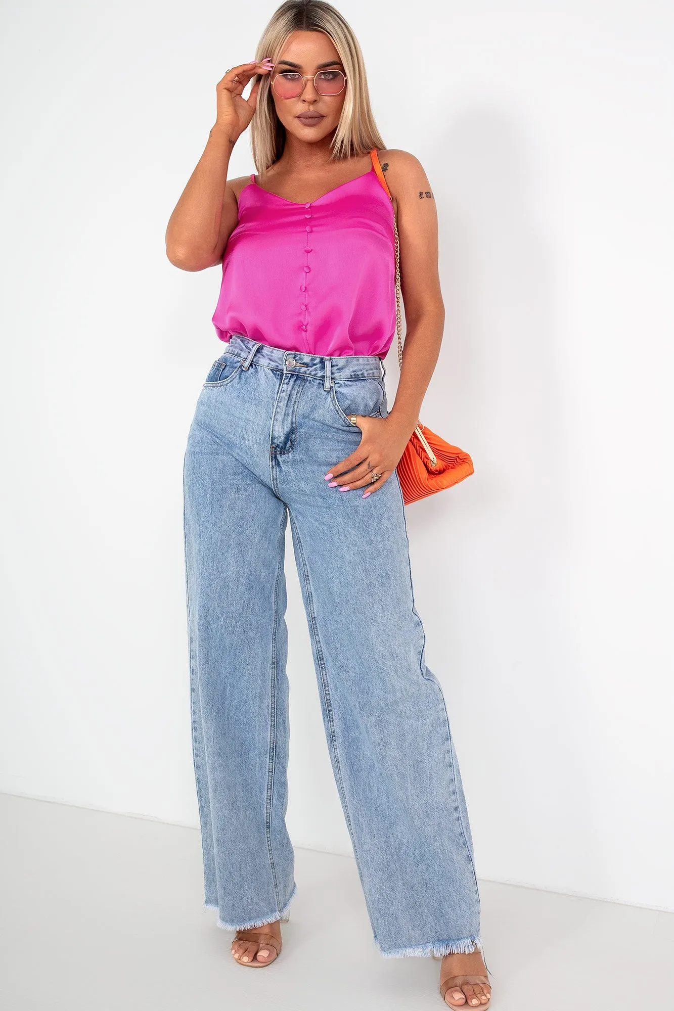 Oralie Pink Satin Cami Top sold by Va Va Voom product image thumbnail 3