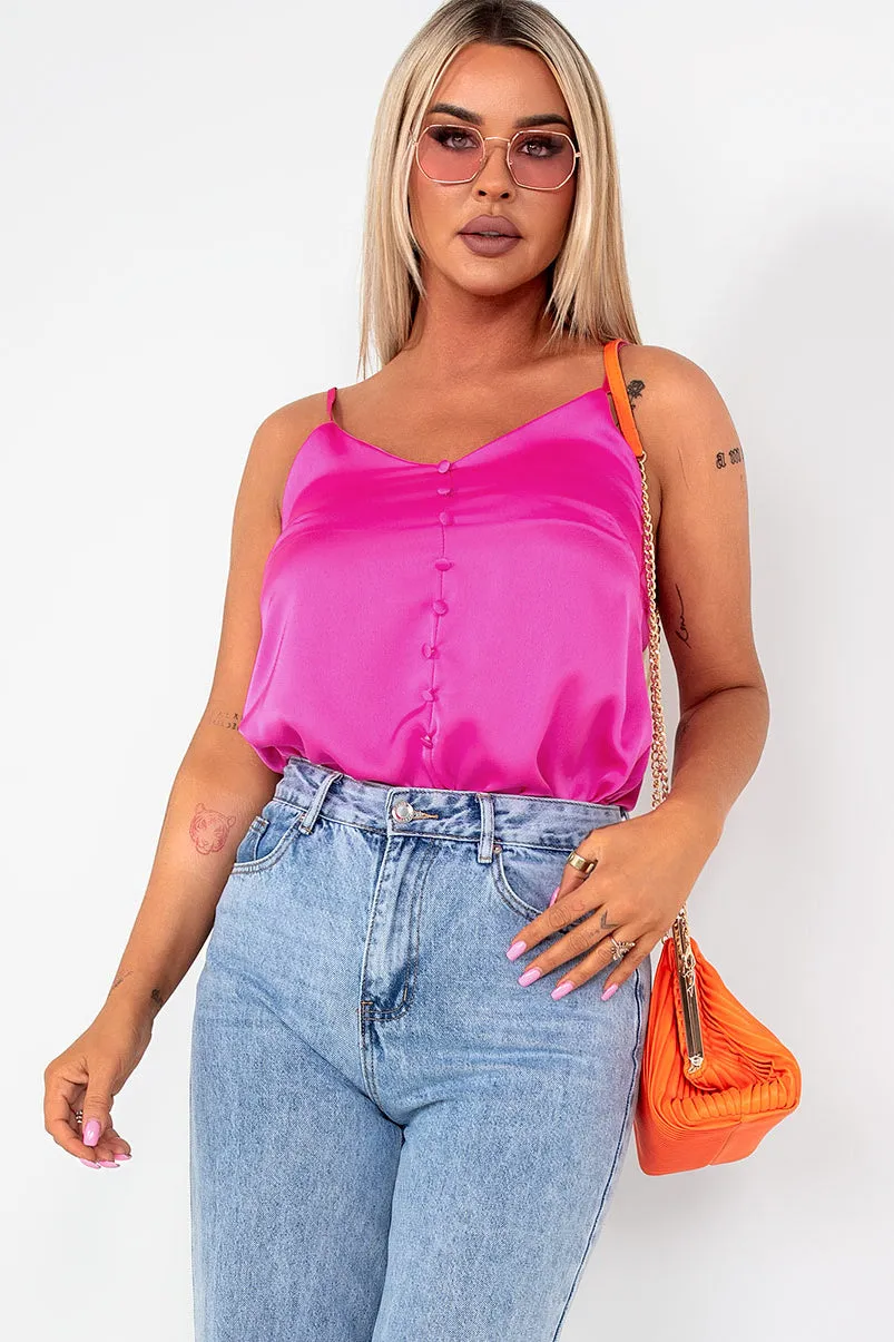 Oralie Pink Satin Cami Top sold by Va Va Voom