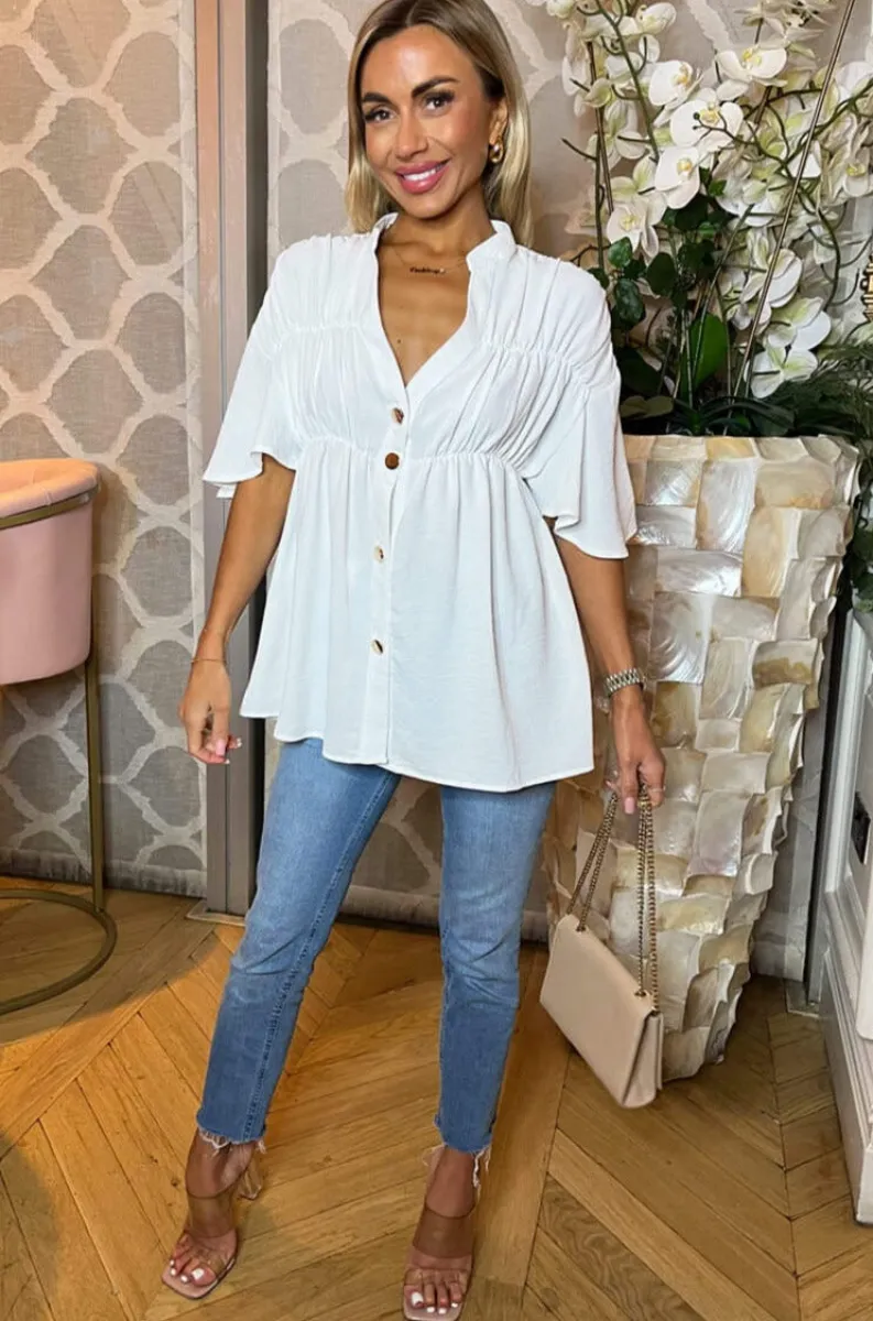 AX Paris Aurora Cream Smock Top sold by Va Va Voom