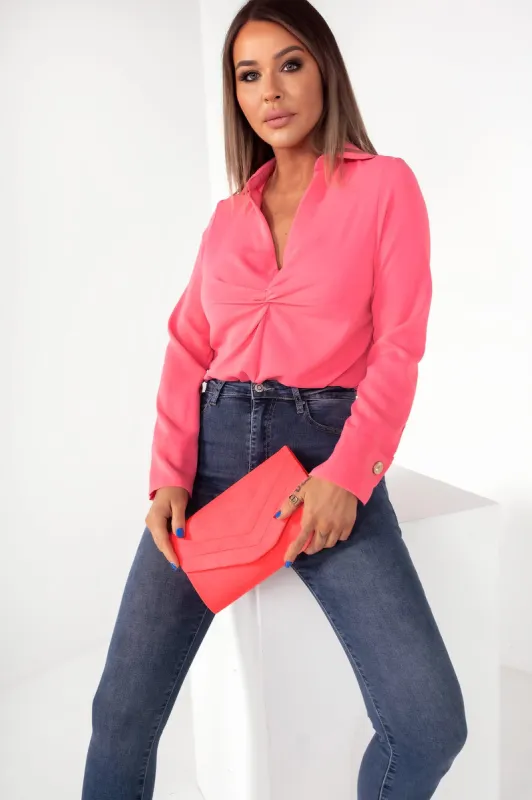 Stella Neon Coral Suedette Clutch Bag sold by Va Va Voom