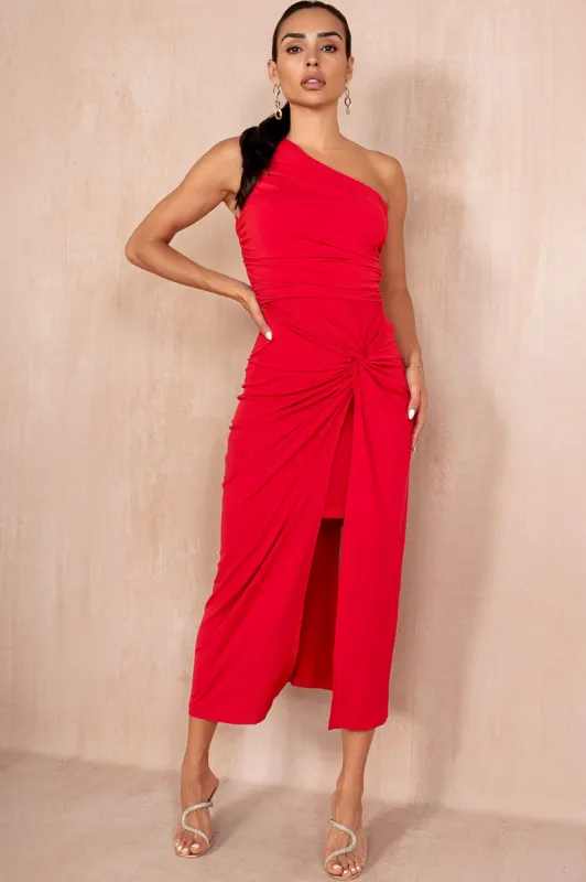 AX Paris Audrey Red One Shoulder Dress sold by Va Va Voom