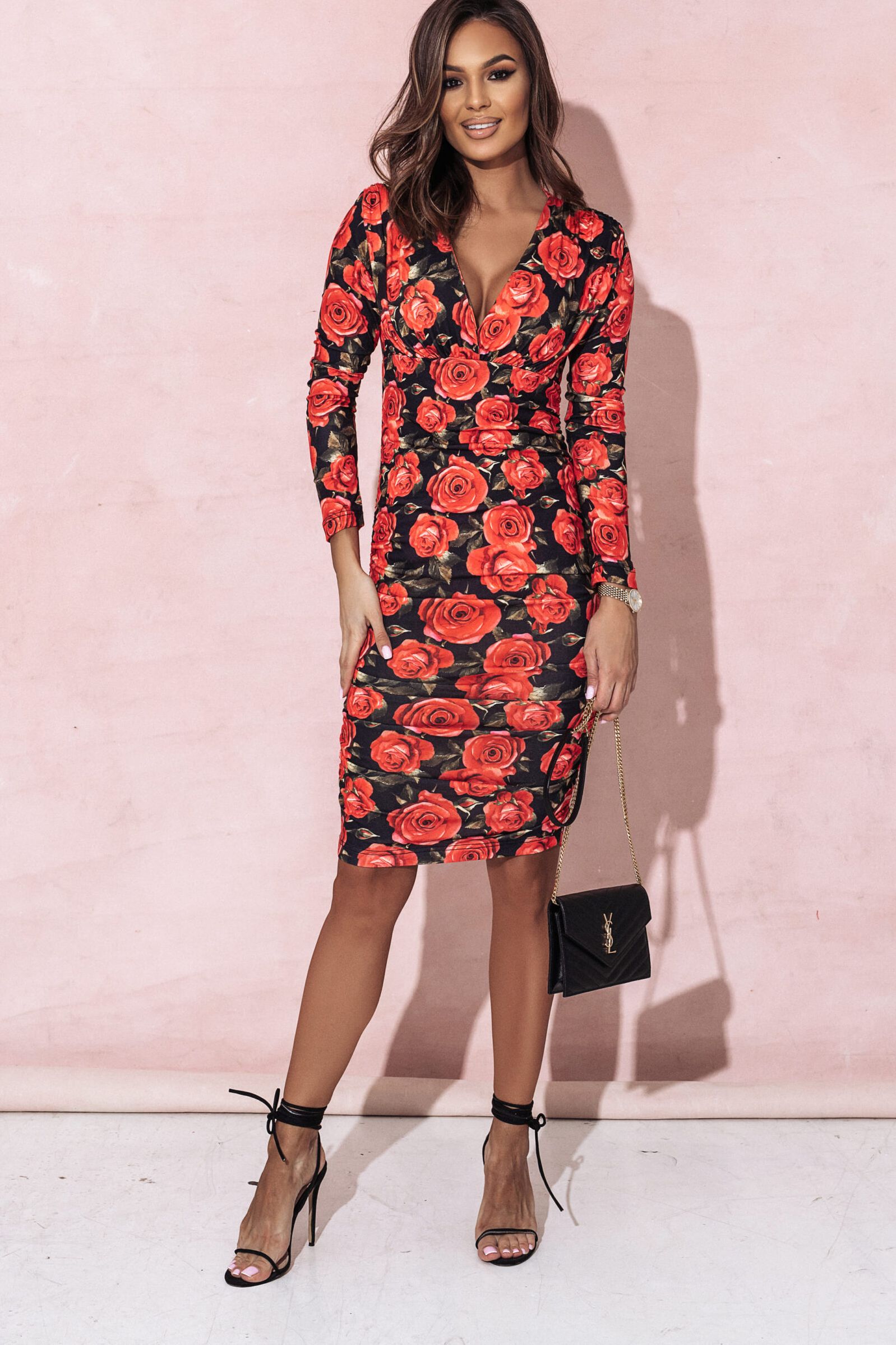 Victoria Red Rose Print Dress sold by Va Va Voom product image thumbnail 2